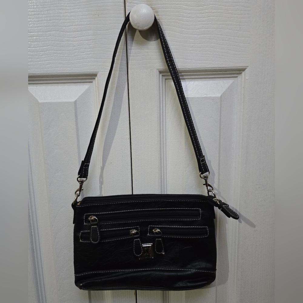 Women's Stone & Co Nancy Small Black Leather 4-In-1 Shoulder Bag Clutch